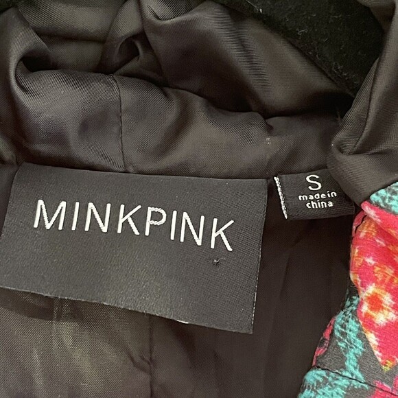 MINKPINK Colorful Quilted Jacket Size S Mid Length Coat Faux Fur Hooded Casual - Picture 15 of 15